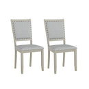 Farmhouse Dining Chair Set of 2 Fabric Upholstered Kitchen Chairs-Grey by LJGDeals