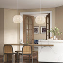Round Farmhouse Rattan Pendant Lights with Adjustable Hanging Rope-Beige by LJGDeals