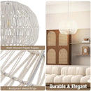 Round Farmhouse Rattan Pendant Lights with Adjustable Hanging Rope-Beige by LJGDeals