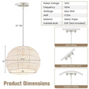 Round Farmhouse Rattan Pendant Lights with Adjustable Hanging Rope-Beige by LJGDeals