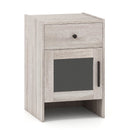 Nightstand with Drawer and Cabinet-Antique Brush White by LJGDeals