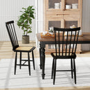 Farmhouse Solid Rubber Wood Dining Chairs Set of 2 with PE Rattan Seats-Black by LJGDeals
