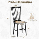 Farmhouse Solid Rubber Wood Dining Chairs Set of 2 with PE Rattan Seats-Black by LJGDeals
