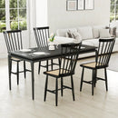 Farmhouse Solid Rubber Wood Dining Chairs Set of 2 with PE Rattan Seats-Black by LJGDeals