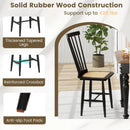 Farmhouse Solid Rubber Wood Dining Chairs Set of 2 with PE Rattan Seats-Black by LJGDeals