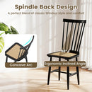 Farmhouse Solid Rubber Wood Dining Chairs Set of 2 with PE Rattan Seats-Black by LJGDeals