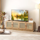 Farmhouse TV Stand for TVs up to 75 Inches with 2 Cabinets-Oak by DirectDeals