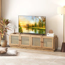 Farmhouse TV Stand for TVs up to 75 Inches with 2 Cabinets-Oak by LJGDeals