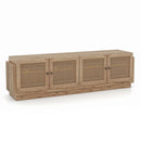 Farmhouse TV Stand for TVs up to 75 Inches with 2 Cabinets-Oak by DirectDeals