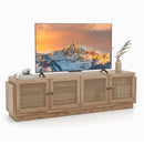 Farmhouse TV Stand for TVs up to 75 Inches with 2 Cabinets-Oak by LJGDeals