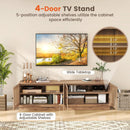 Farmhouse TV Stand for TVs up to 75 Inches with 2 Cabinets-Oak by DirectDeals