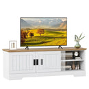 Farmhouse TV Stand for TVs up to 65 Inch with Sliding Doors and Storage Cabinets-White by LJGDeals