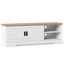Farmhouse TV Stand for TVs up to 65 Inch with Sliding Doors and Storage Cabinets-White by LJGDeals