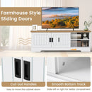 Farmhouse TV Stand for TVs up to 65 Inch with Sliding Doors and Storage Cabinets-White by LJGDeals