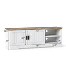 Farmhouse TV Stand for TVs up to 65 Inch with Sliding Doors and Storage Cabinets-White by LJGDeals