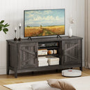Farmhouse TV Stand for TVs up to 65 Inch Entertainment Center with 2 Storage Cabinets-Gray by LJGDeals