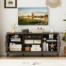 Farmhouse TV Stand for TVs up to 65 Inch Entertainment Center with 2 Storage Cabinets-Gray by LJGDeals