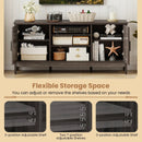 Farmhouse TV Stand for TVs up to 65 Inch Entertainment Center with 2 Storage Cabinets-Gray by LJGDeals