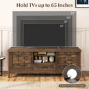 Farmhouse TV Stand for 65 Inch TVs with 2 Woven Accent Doors and 3 Adjustable Shelves by LJGDeals