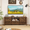 Farmhouse TV Stand for 65 Inch TVs with 2 Woven Accent Doors and 3 Adjustable Shelves by LJGDeals
