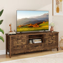 Farmhouse TV Stand for 65 Inch TVs with 2 Woven Accent Doors and 3 Adjustable Shelves