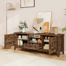 Farmhouse TV Stand for 65 Inch TVs with 2 Woven Accent Doors and 3 Adjustable Shelves by LJGDeals