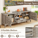 Farmhouse TV Stand for 65 Inch TVs with 2 Woven Accent Doors and 3 Adjustable Shelves by LJGDeals