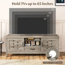 Farmhouse TV Stand for 65 Inch TVs with 2 Woven Accent Doors and 3 Adjustable Shelves by LJGDeals