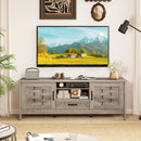Farmhouse TV Stand for 65 Inch TVs with 2 Woven Accent Doors and 3 Adjustable Shelves by LJGDeals