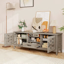 Farmhouse TV Stand for 65 Inch TVs with 2 Woven Accent Doors and 3 Adjustable Shelves by LJGDeals