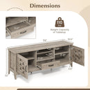 Farmhouse TV Stand for 65 Inch TVs with 2 Woven Accent Doors and 3 Adjustable Shelves by LJGDeals