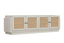 Farmhouse TV Stand for TVs up to 75" with Rattan Doors by LJGDeals