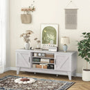 Farmhouse TV Stand for TVs Up to 65 Inches with 2 Barn Door Cabinets-Gray by LJGDeals