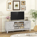 Farmhouse TV Stand for TVs Up to 65 Inches with 2 Barn Door Cabinets-Gray by LJGDeals