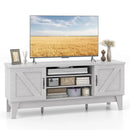 Farmhouse TV Stand for TVs Up to 65 Inches with 2 Barn Door Cabinets-Gray by LJGDeals