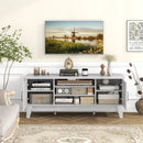 Farmhouse TV Stand for TVs Up to 65 Inches with 2 Barn Door Cabinets-Gray by DirectDeals