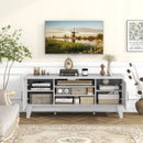 Farmhouse TV Stand for TVs Up to 65 Inches with 2 Barn Door Cabinets-Gray by LJGDeals
