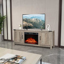 Electric Fireplace TV Stand with Storage Cabinets for TVs up to 70 Inch-Natural by LJGDeals