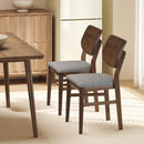 Farmhouse Upholstered Kitchen Chairs Set of 2 with Rubber Wood Frame-Gray