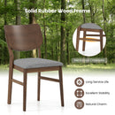 Farmhouse Upholstered Kitchen Chairs Set of 2 with Rubber Wood Frame-Gray