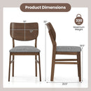 Farmhouse Upholstered Kitchen Chairs Set of 2 with Rubber Wood Frame-Gray