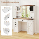 Farmhouse Vanity Desk with Lighted Mirror and 3 Doors-White by LJGDeals