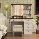Farmhouse Vanity Set with Mirror and 3-Color Lighting-White by LJGDeals