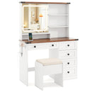 Farmhouse Vanity Set with Mirror and 3-Color Lighting-White by LJGDeals