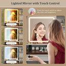 Farmhouse Vanity Set with Mirror and 3-Color Lighting-White by LJGDeals
