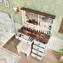 Farmhouse Vanity Set with Mirror and 3-Color Lighting-White by LJGDeals