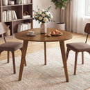 Farmhouse Wooden Round Dining Table for 4-Walnut by LJGDeals
