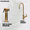 Unlacquered Brass Kitchen Faucets -  Dual Handle Center Ball Bridge Sink Faucet