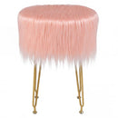 Faux Fur Vanity Stool Chair with Metal Legs for Bedroom and Living Room by LJGDeals