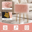 Faux Fur Vanity Stool Chair with Metal Legs for Bedroom and Living Room by LJGDeals